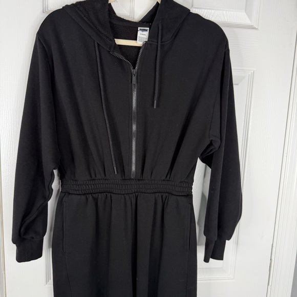 Sz M VS PINK NWOT $69 Ivy Fleece Hooded Jumpsuit Hoodie Black - Picture 3 of 11